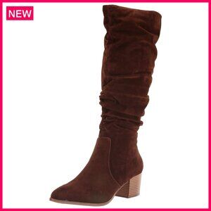 Women's Tall Block Heel Boots with Memory Foam Insole, Knee-High